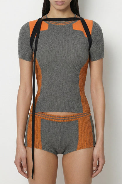 Ottolinger Textured Knit Team Shirt in Grey