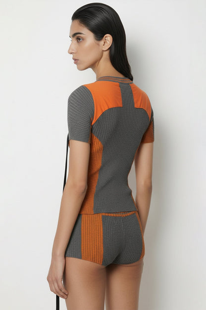 Ottolinger Textured Knit Team Shirt in Grey back