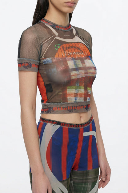 Ottolinger Mesh Otto T-Shirt in Racing Plaid side