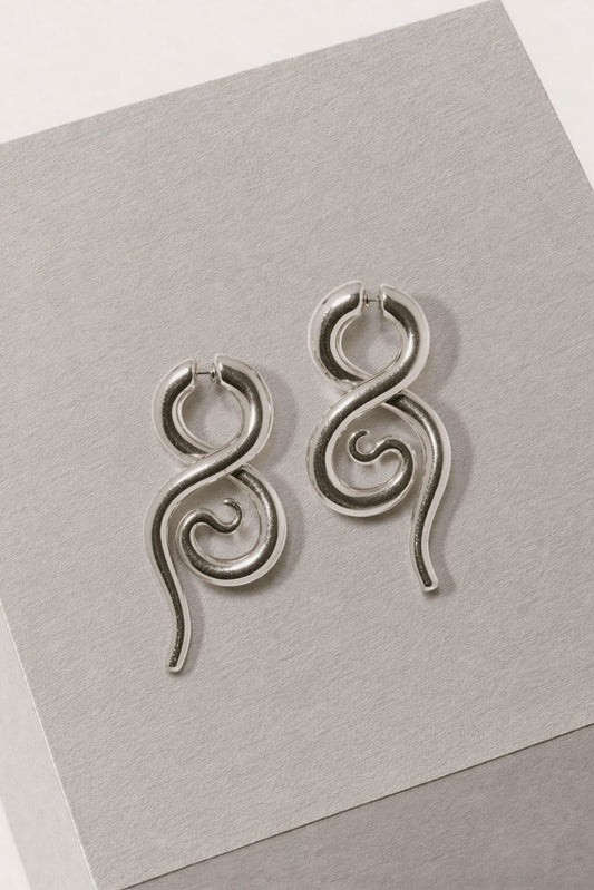 Panconesi Boa Earrings Medium in Silver close up