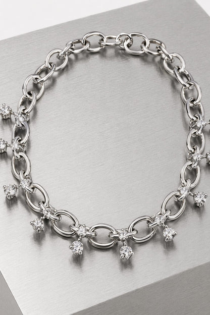 Panconesi Diamanti Chain Necklace in Silver close up