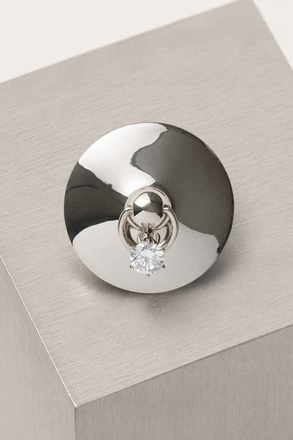 Panconesi Lamina Diamanti Brooch in Silver close up
