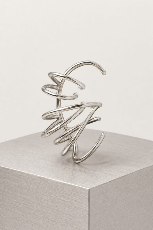 Panconesi Orbit Ear Cuff in Silver close up