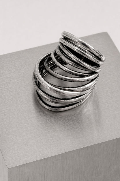 Panconesi Orbit Multi Ring in Silver close up
