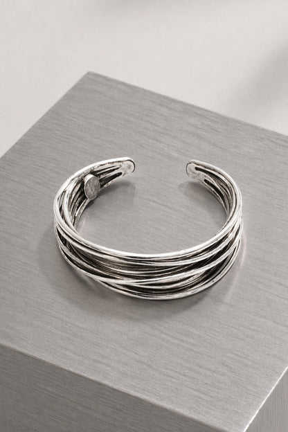 Panconesi Orbit Wrist Cuff Large in Silver close up