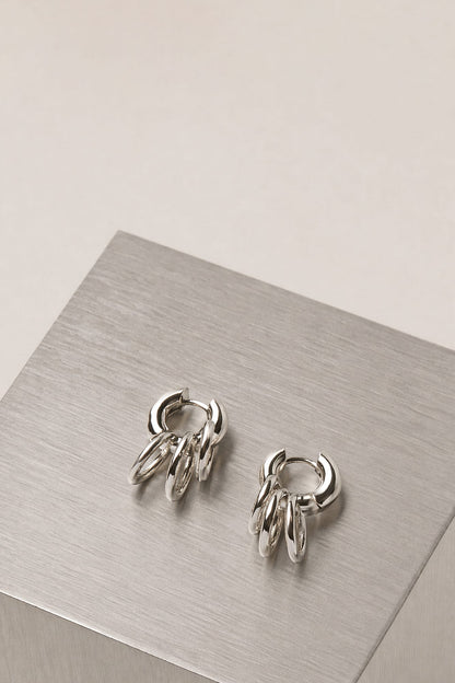 Panconesi Pierced Huggies in Silver