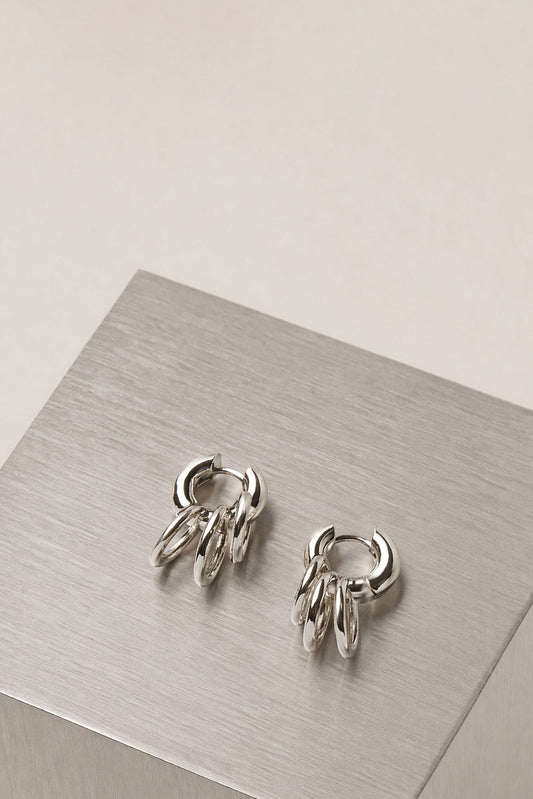 Panconesi Pierced Huggies in Silver