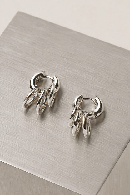 Panconesi Pierced Huggies in Silver close up