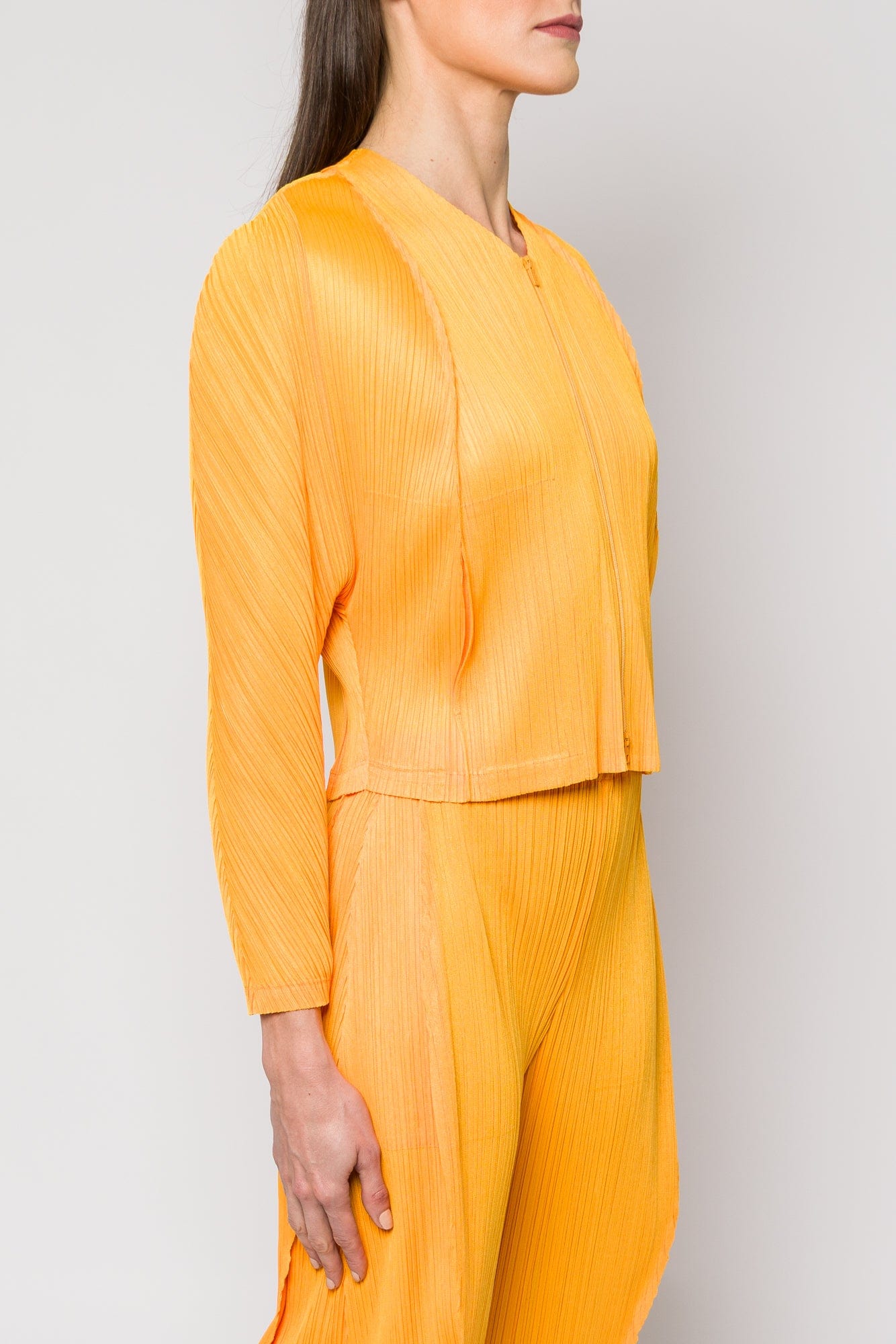 Pleats Please Issey Miyake Lantern Long Sleeve in Orange Yellow SS25