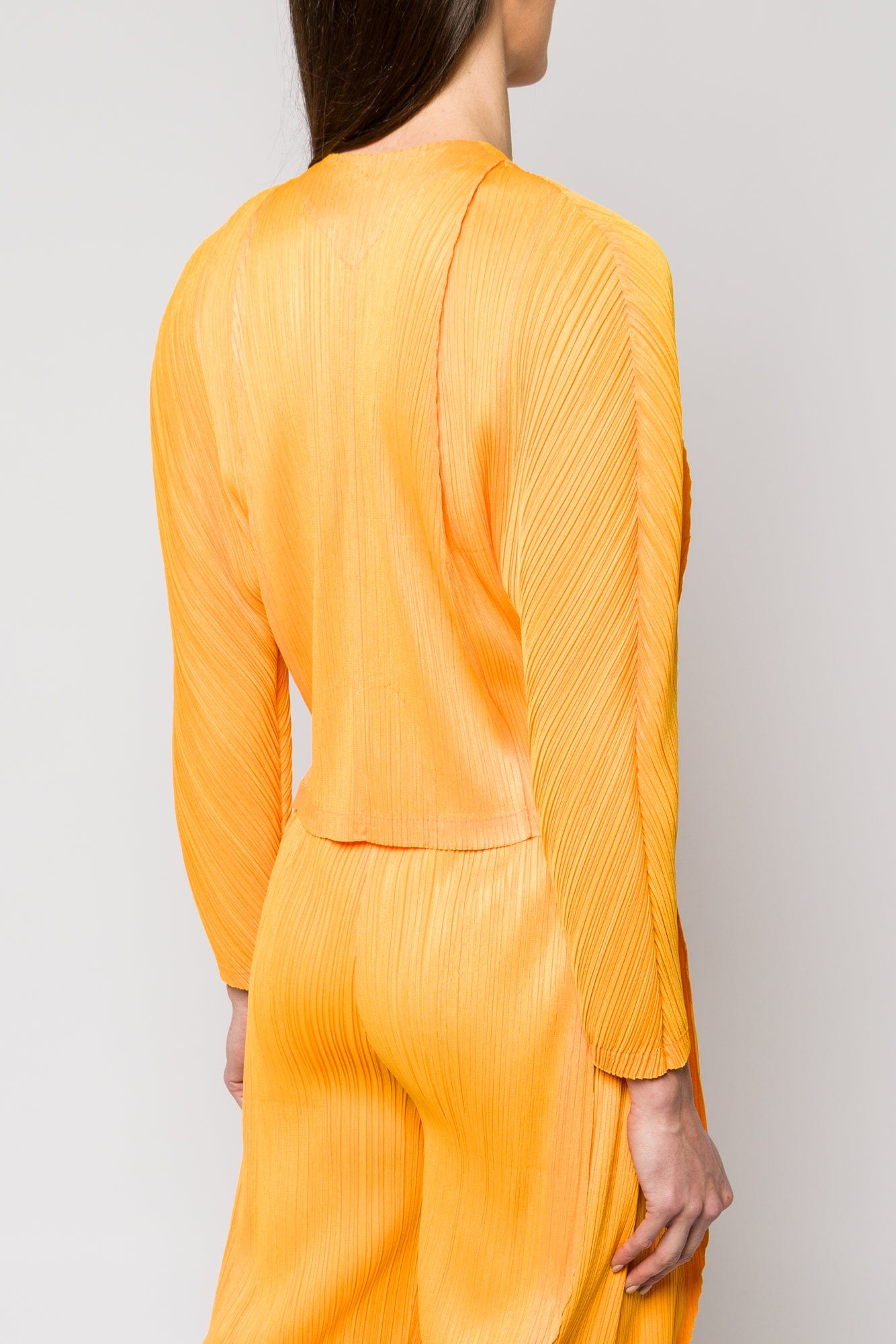 Pleats Please Issey Miyake Lantern Long Sleeve in Orange Yellow SS25
