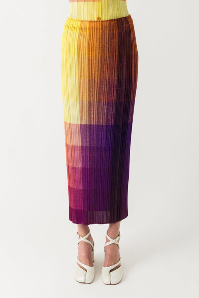Pleats Please Issey Miyake Photon Maxi Skirt in Yellow SS25