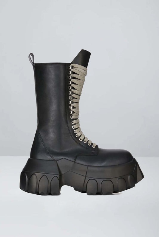 Rick Owens Army Mega Tractor Boots in Black right profile