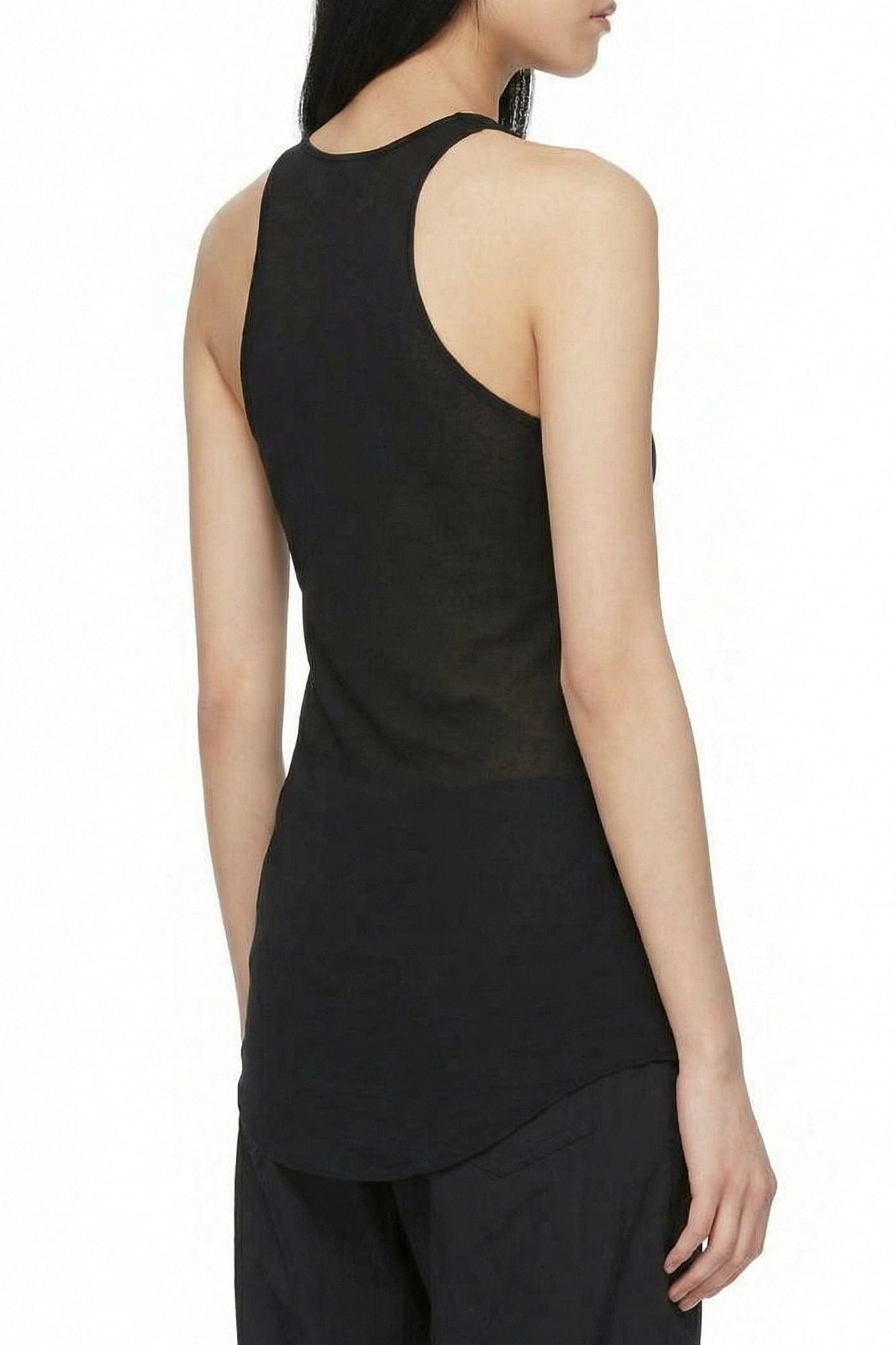 Rick Owens Basic Rib Tank in Black SS26 back