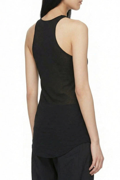 Rick Owens Basic Rib Tank in Black SS26 back