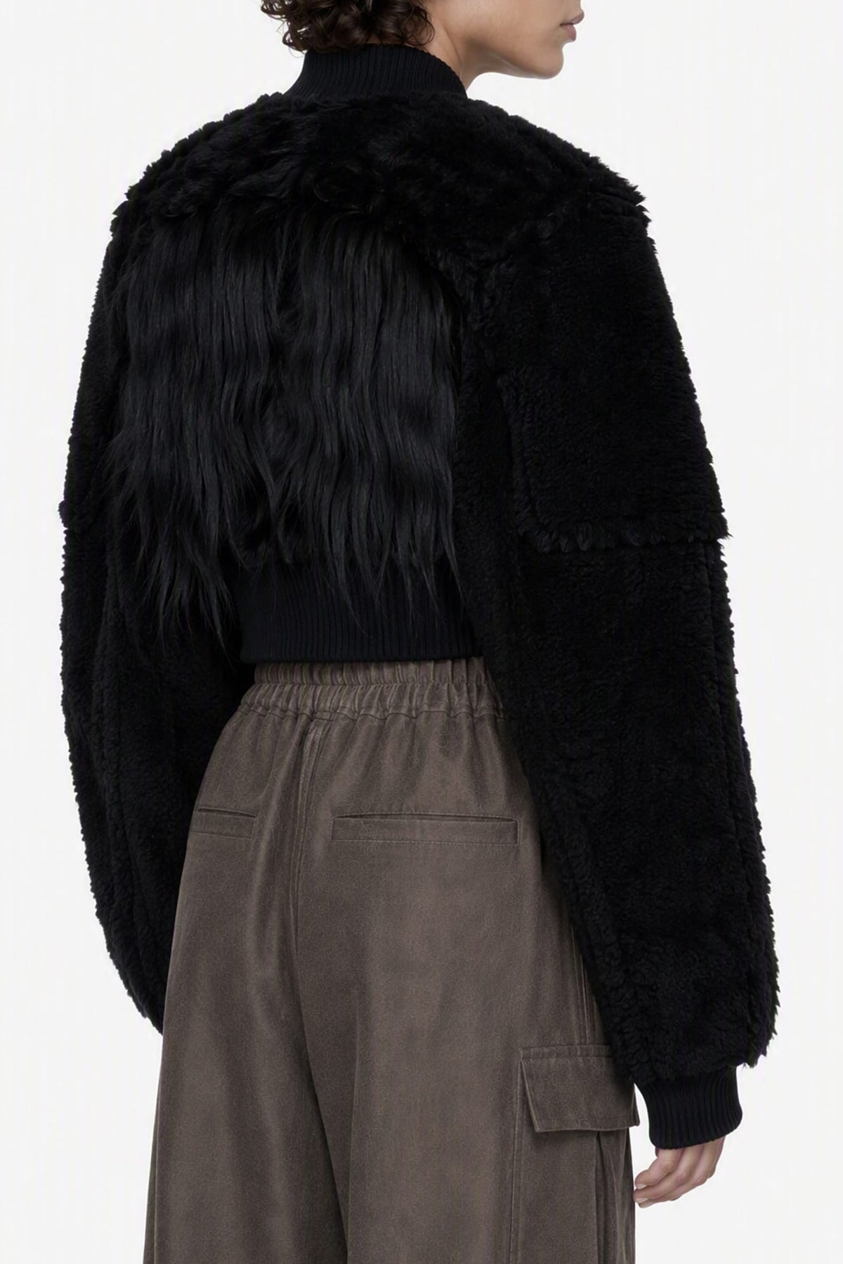 Rick Owens Cropped Collage Bomber in Black