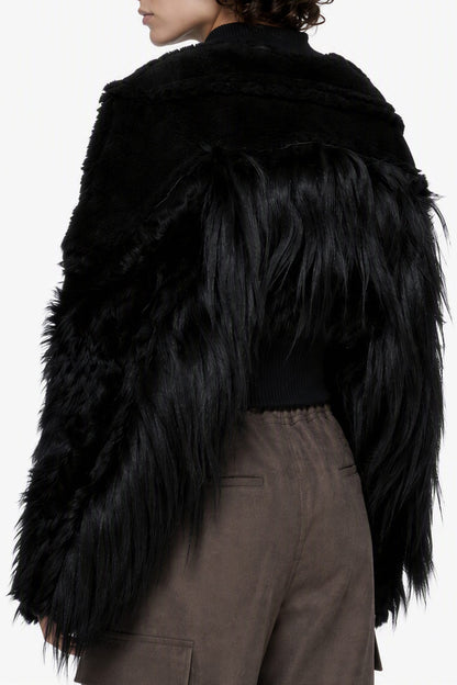 Rick Owens Cropped Collage Bomber in Black back