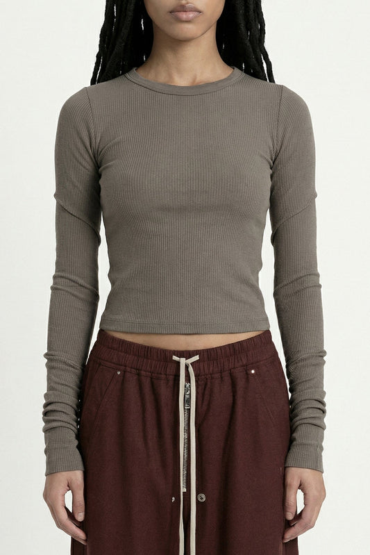 Rick Owens Cropped Rib LS in Dust SS26
