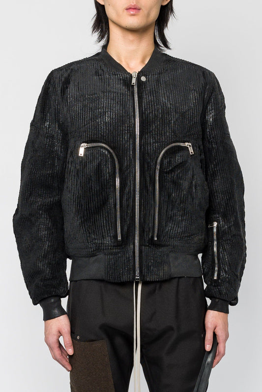 Rick Owens DRKSHDW Bauhaus Flight in Black Foil Corduroy