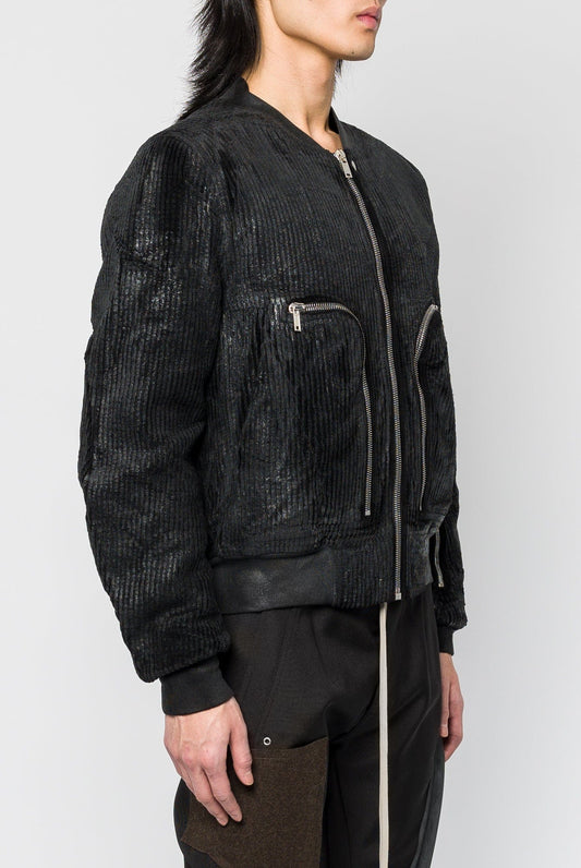 Rick Owens DRKSHDW Bauhaus Flight in Black Foil Corduroy side