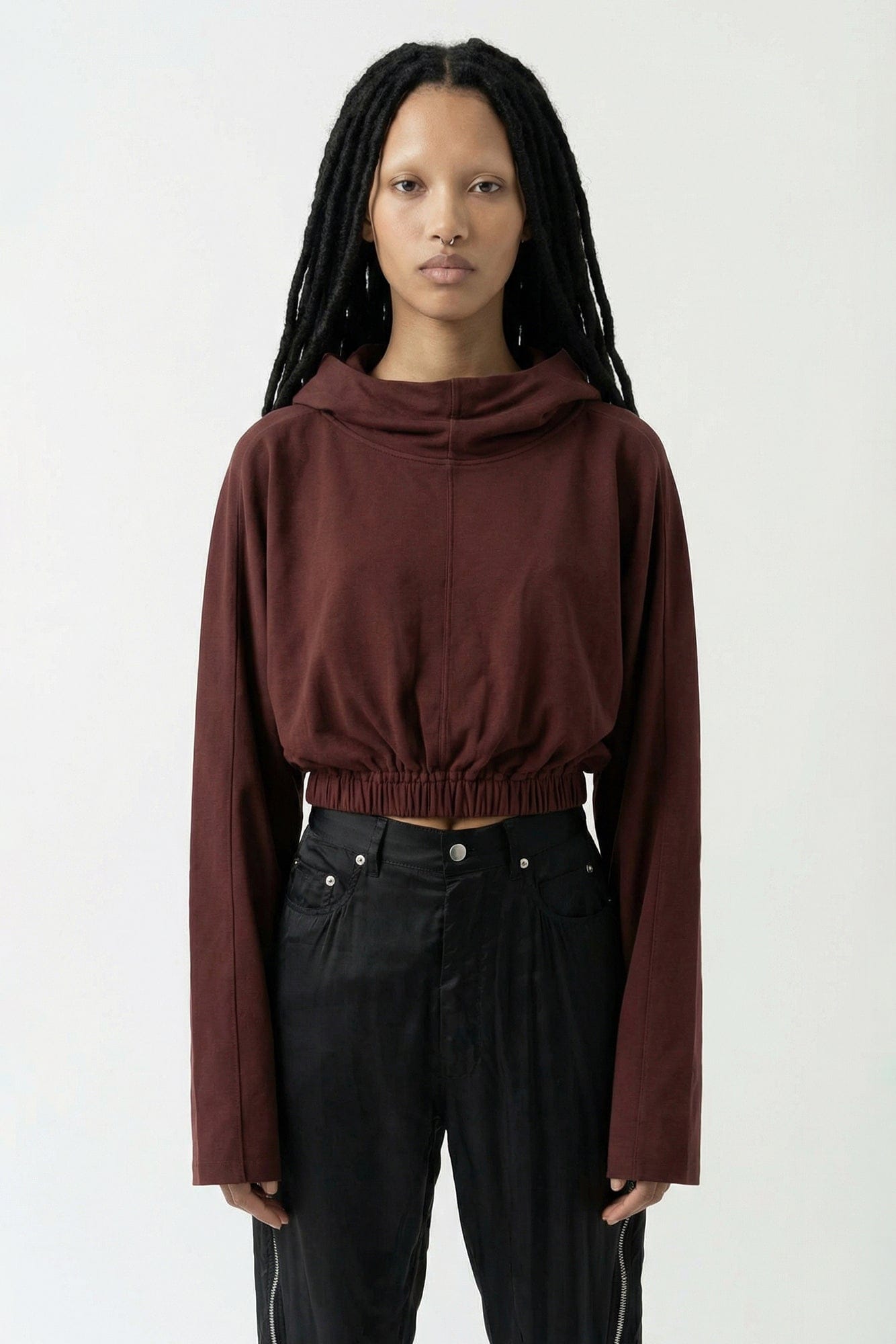 Rick Owens DRKSHDW Cropped Hooded Tunic in Scab