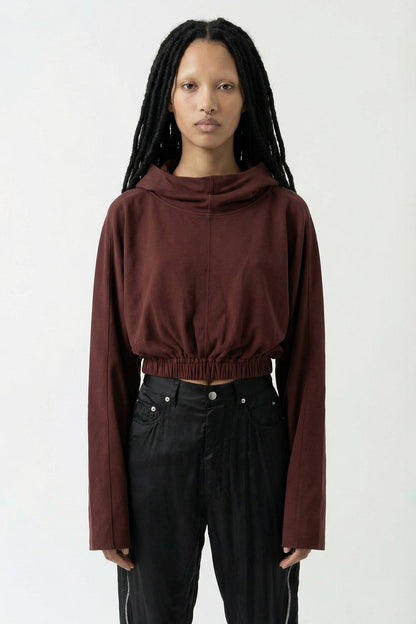 Rick Owens DRKSHDW Cropped Hooded Tunic in Scab