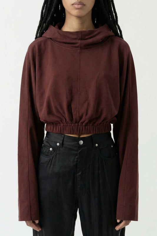 Rick Owens DRKSHDW Cropped Hooded Tunic in Scab
