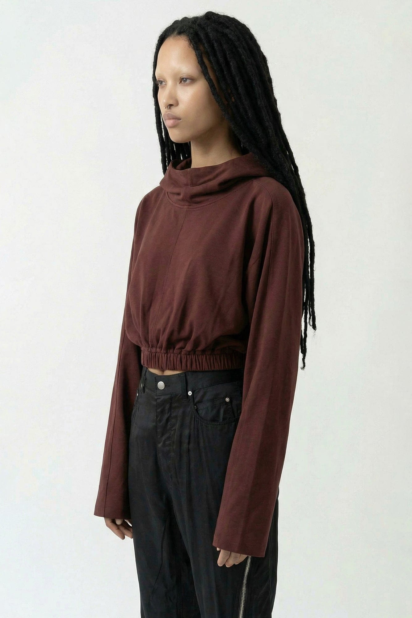 Rick Owens DRKSHDW Cropped Hooded Tunic in Scab