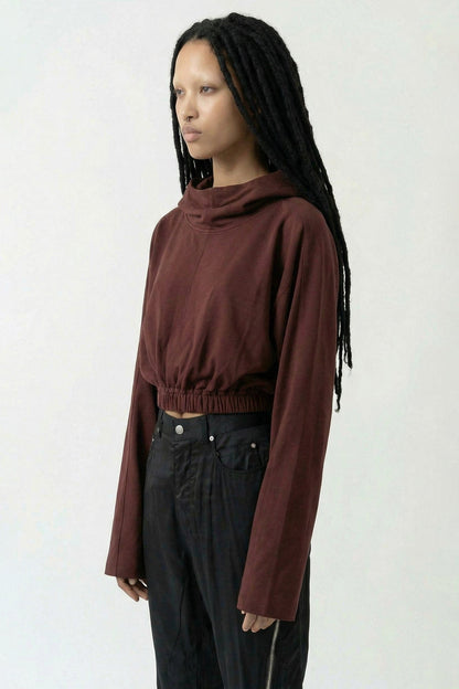 Rick Owens DRKSHDW Cropped Hooded Tunic in Scab side