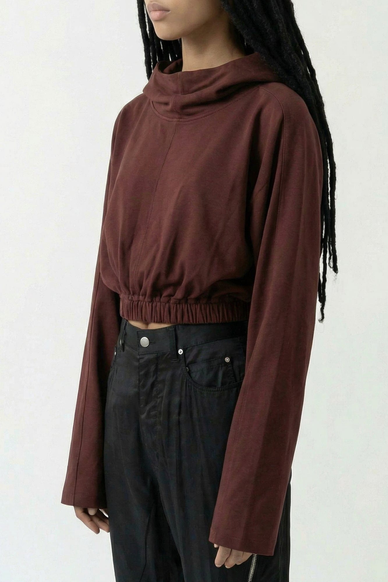Rick Owens DRKSHDW Cropped Hooded Tunic in Scab