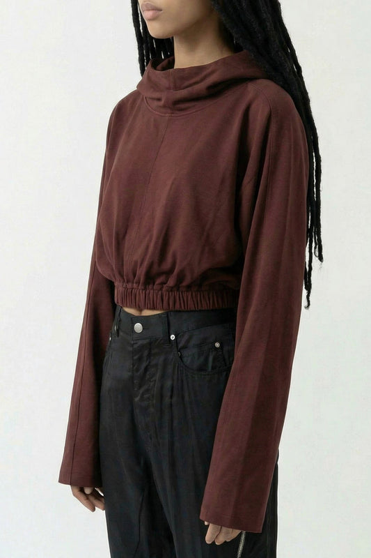 Rick Owens DRKSHDW Cropped Hooded Tunic in Scab side