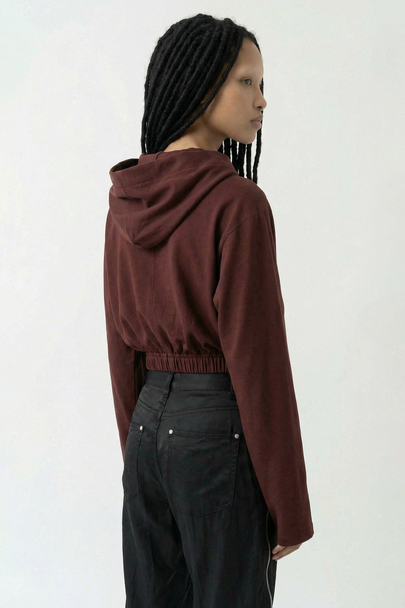 Rick Owens DRKSHDW Cropped Hooded Tunic in Scab back