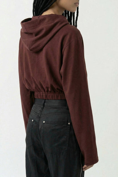Rick Owens DRKSHDW Cropped Hooded Tunic in Scab back