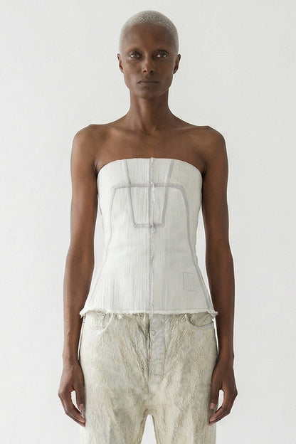 Rick Owens DRKSHDW Denim Bustier Top in Milk Wash