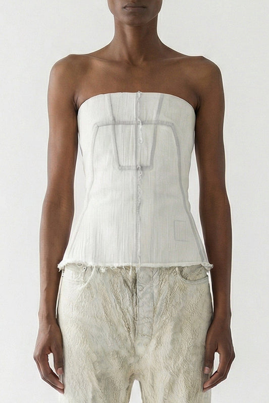 Rick Owens DRKSHDW Denim Bustier Top in Milk Wash