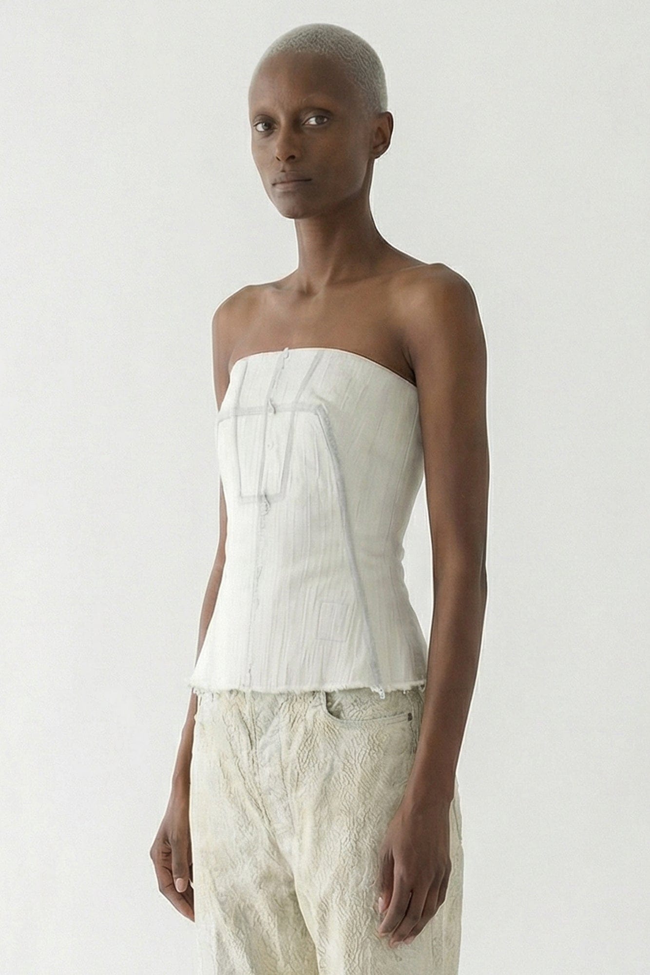 Rick Owens DRKSHDW Denim Bustier Top in Milk Wash