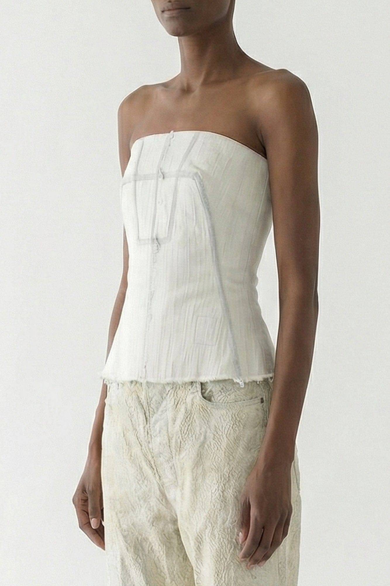 Rick Owens DRKSHDW Denim Bustier Top in Milk Wash