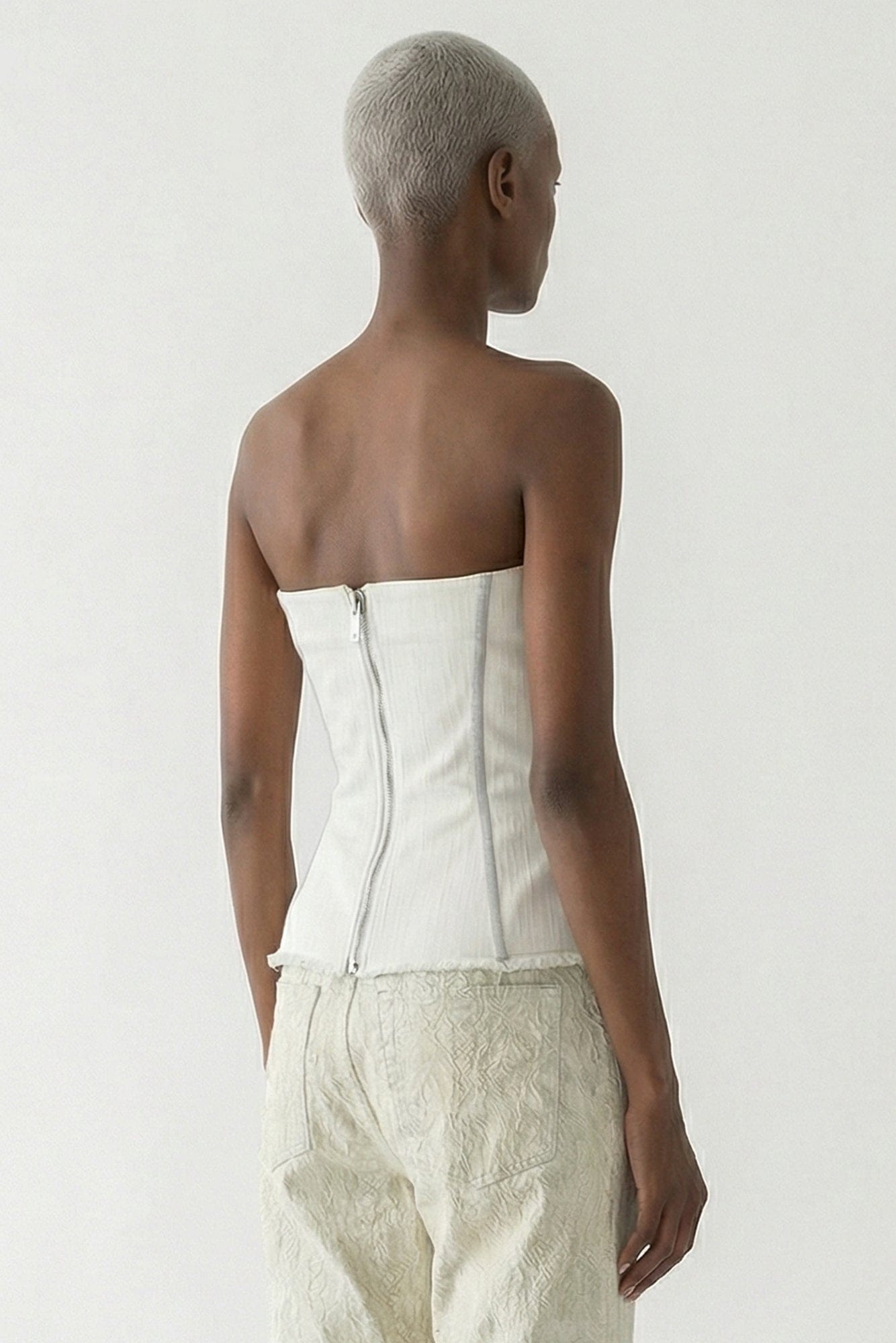 Rick Owens DRKSHDW Denim Bustier Top in Milk Wash