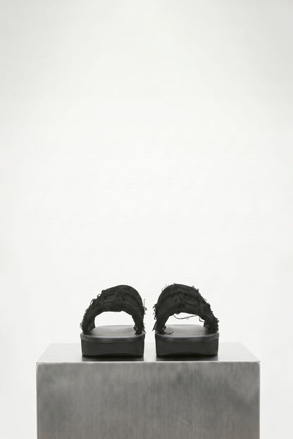 Rick Owens DRKSHDW Denim Slides in Black front