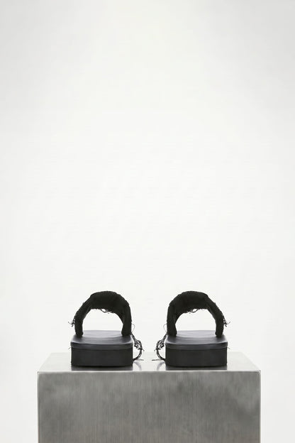 Rick Owens DRKSHDW Denim Slides in Black back