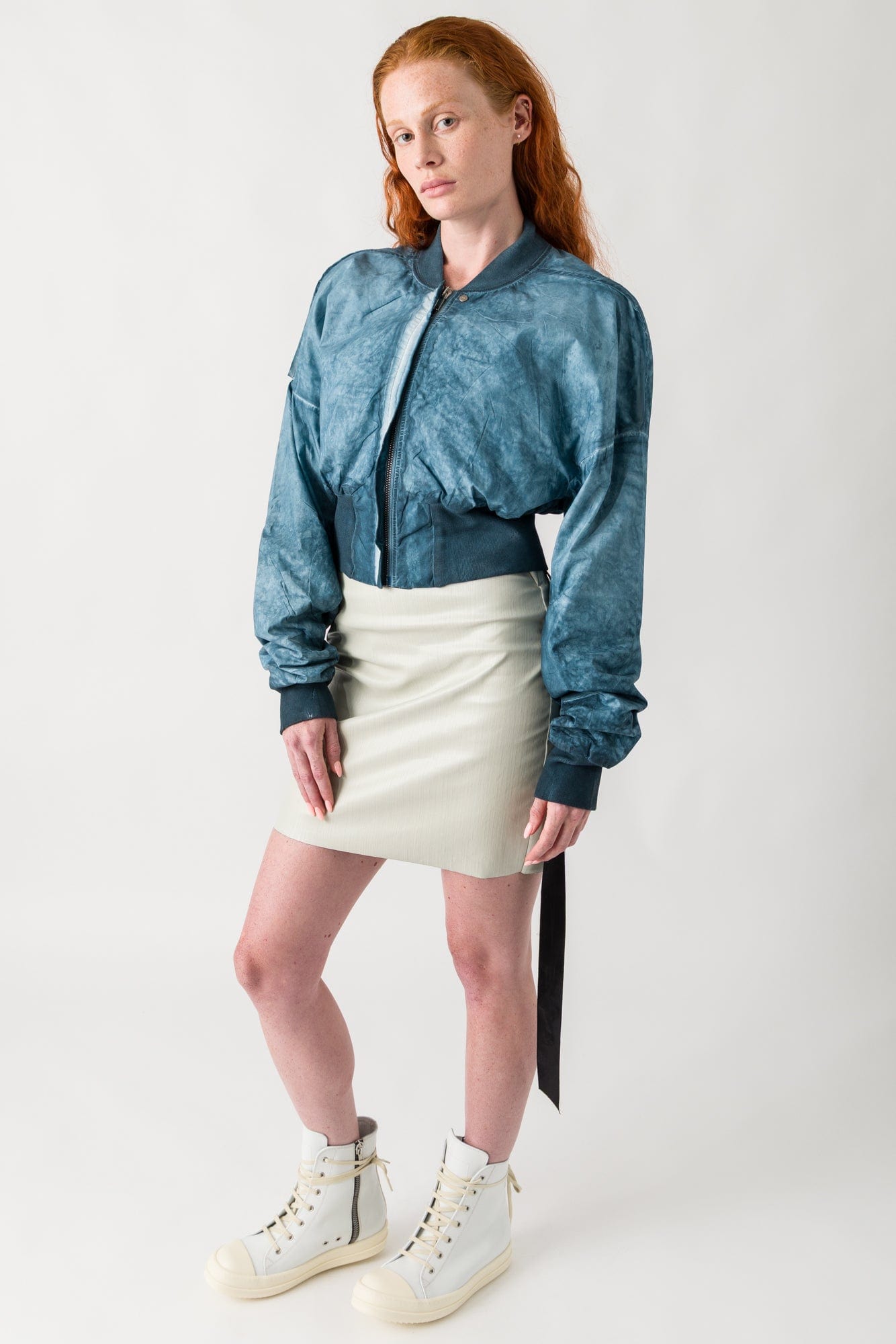 Rick Owens DRKSHDW Flight JKT Cropped in Toothpaste SS25 full look