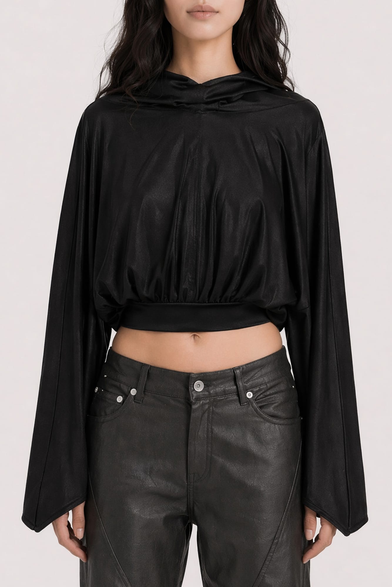 Rick Owens DRKSHDW Hooded Cropped Top in Black