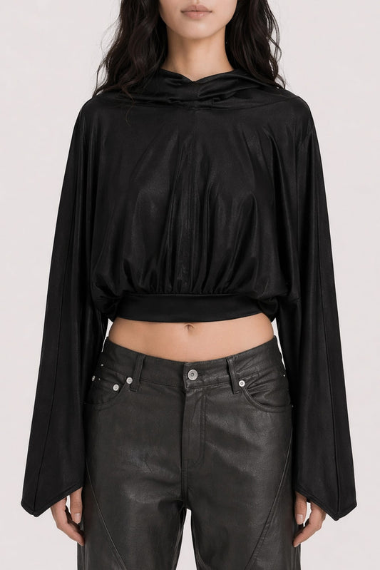 Rick Owens DRKSHDW Hooded Cropped Top in Black