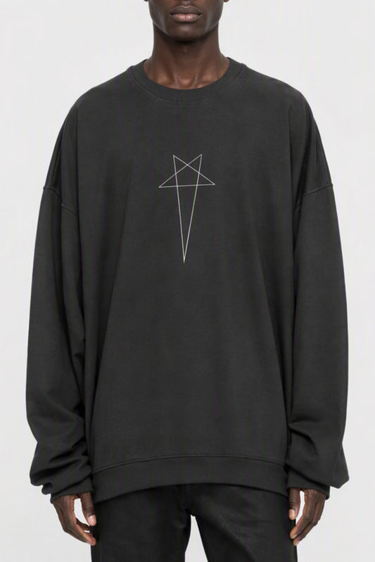 Rick Owens DRKSHDW Mens Faded Hun Crewneck in Black