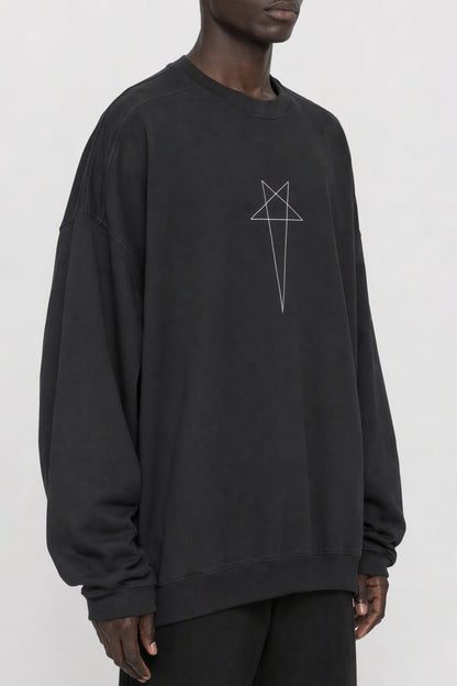 Rick Owens DRKSHDW Mens Faded Hun Crewneck in Black side