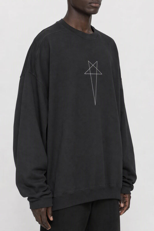 Rick Owens DRKSHDW Mens Faded Hun Crewneck in Black side