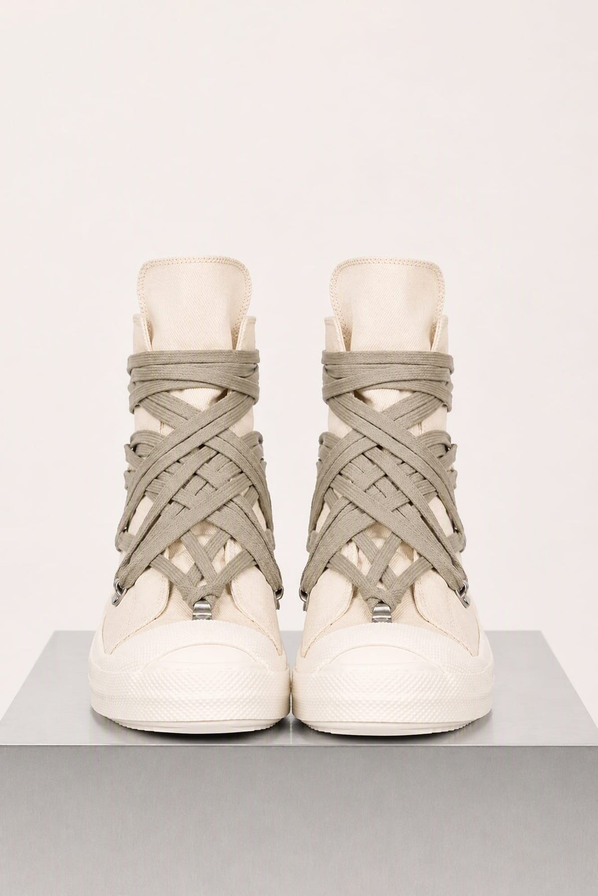 Rick Owens DRKSHDW Mens Mega Lace Sneaks in Milk