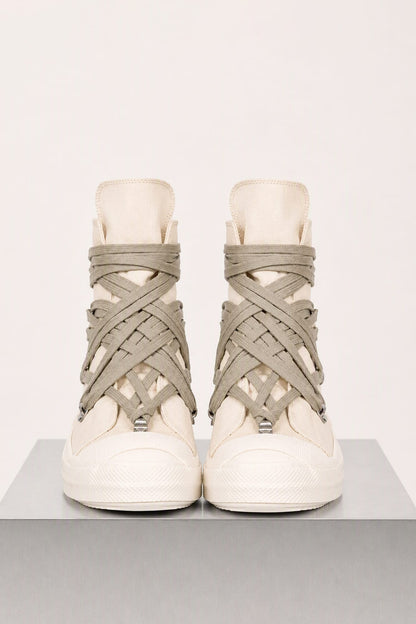 Rick Owens DRKSHDW Mens Mega Lace Sneaks in Milk front