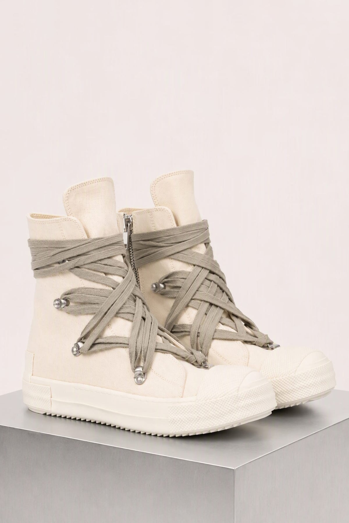 Rick Owens DRKSHDW Mens Mega Lace Sneaks in Milk