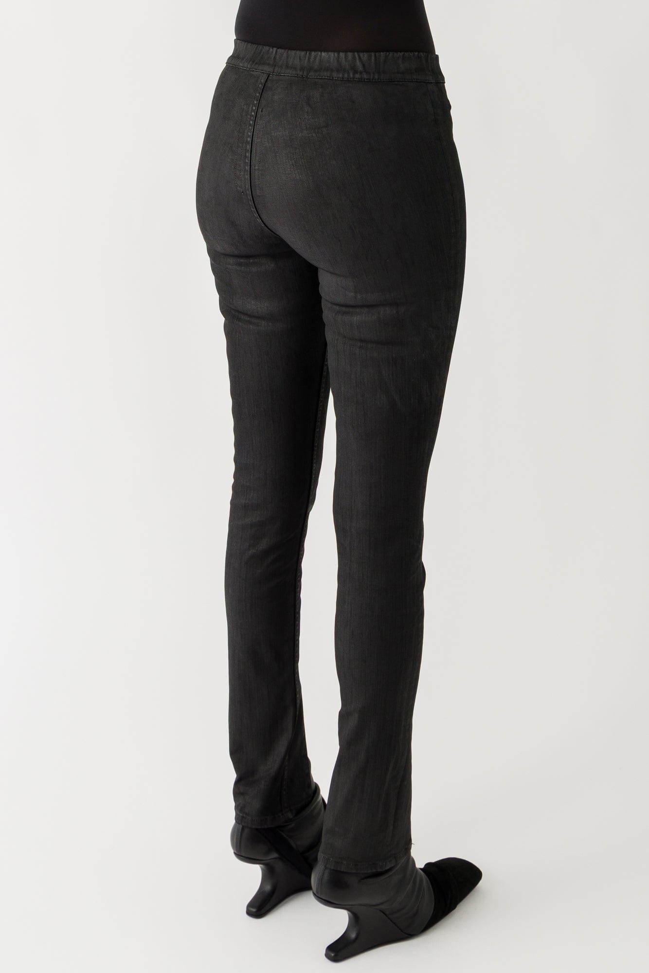 Rick Owens DRKSHDW Slit Front Leggings in Black Wax