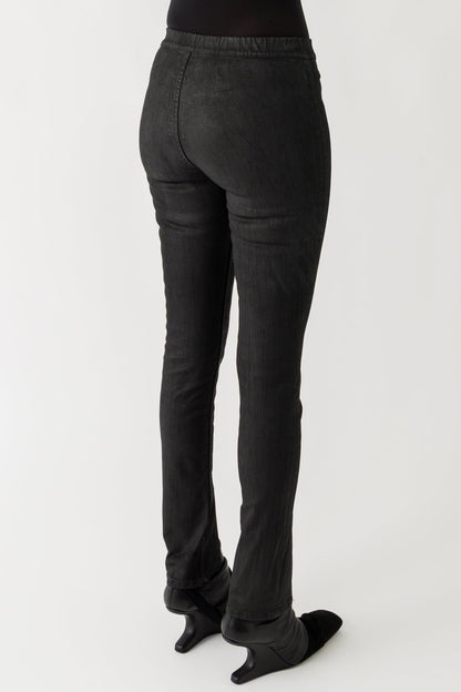 Rick Owens DRKSHDW Slit Front Leggings in Black Wax back